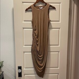 Lovers + Friends Brown Asymmetrical Jersey Bodycon Dress